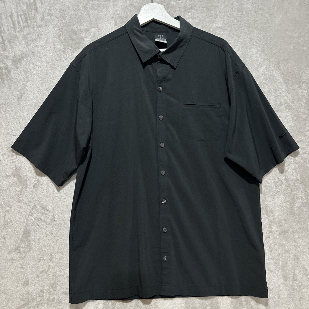 Nike Golf Polo Shirt Size L Black Dri Fit Performance‎ Short Sleeve Collared